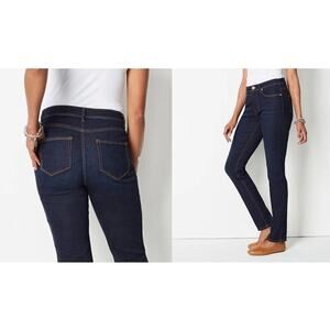 J. Jill Denim high rise straight leg dark wash jeans sz 16 petite WJ182
